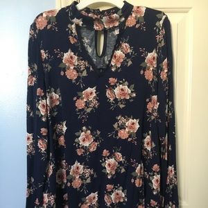Open neck floral blouse